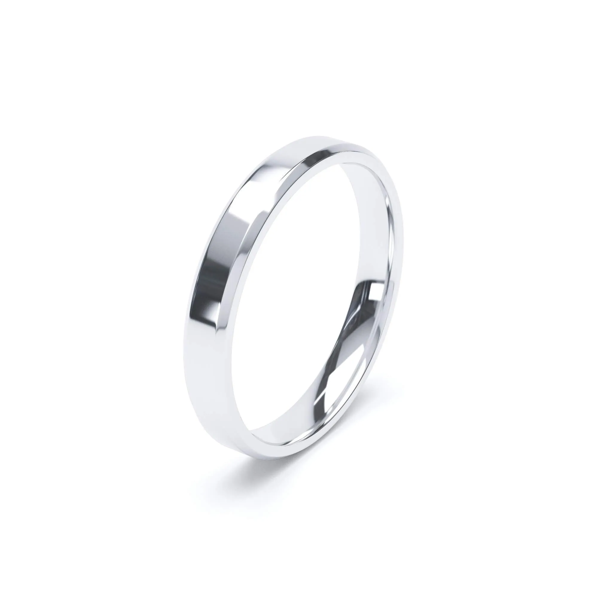 - Bevelled Edge Profile Plain Wedding Ring 9k White Gold