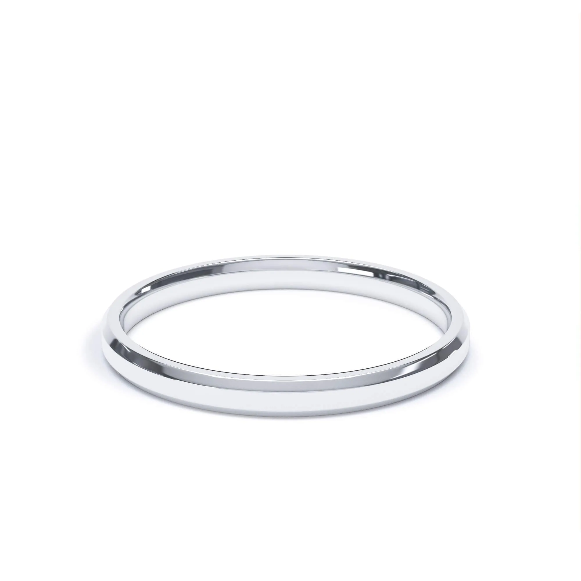 - Bevelled Edge Profile Plain Wedding Ring 9k White Gold