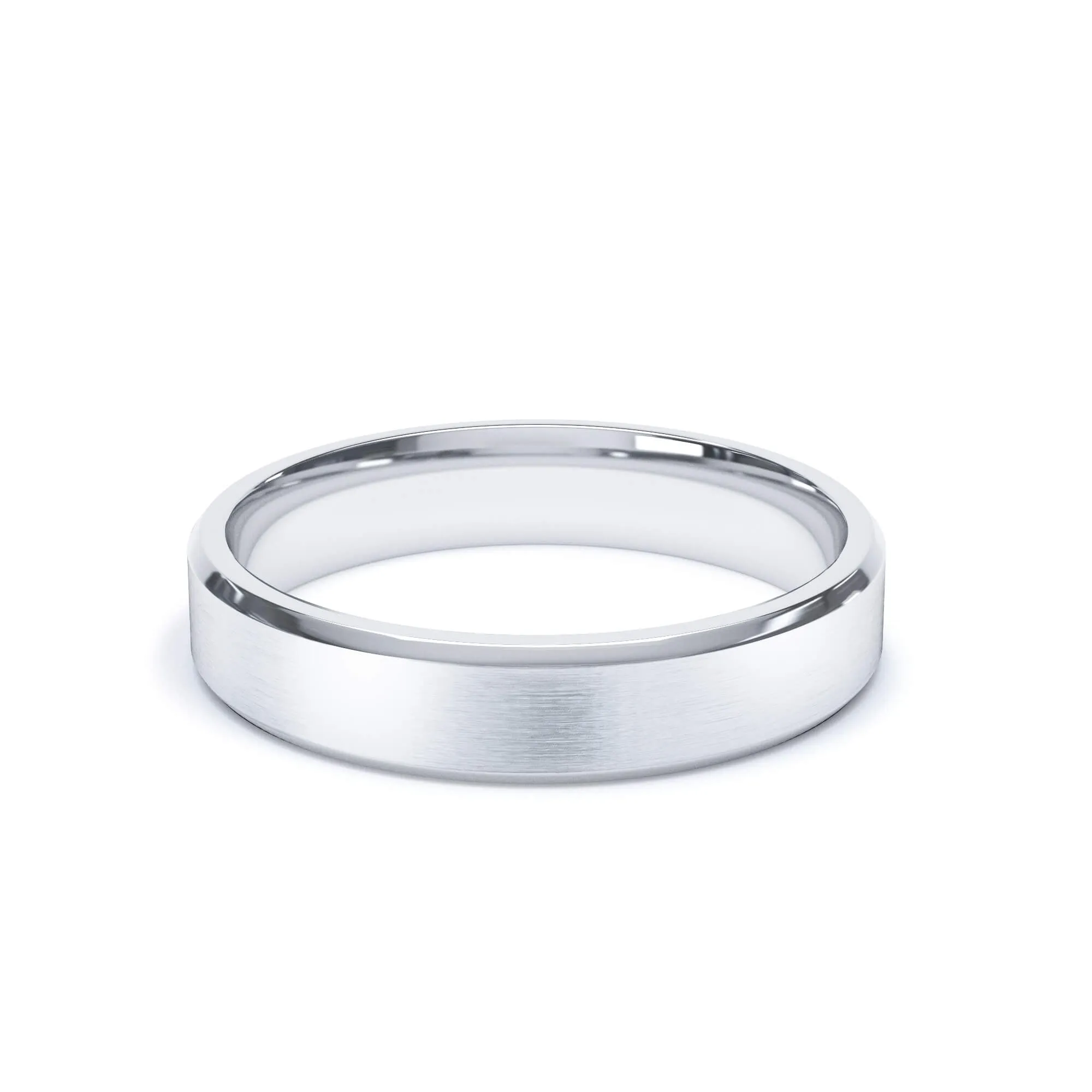 - Bevelled Edge Satin Polish Wedding Ring Platinum