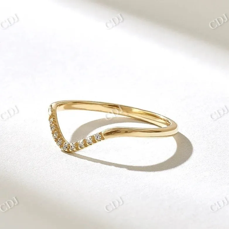 0.09CTW Lab Grown Diamond Thin Curved Wedding Band