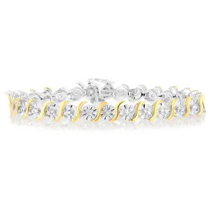 1 Carat Diamond Bracelet in Two Toned Sterling Silver