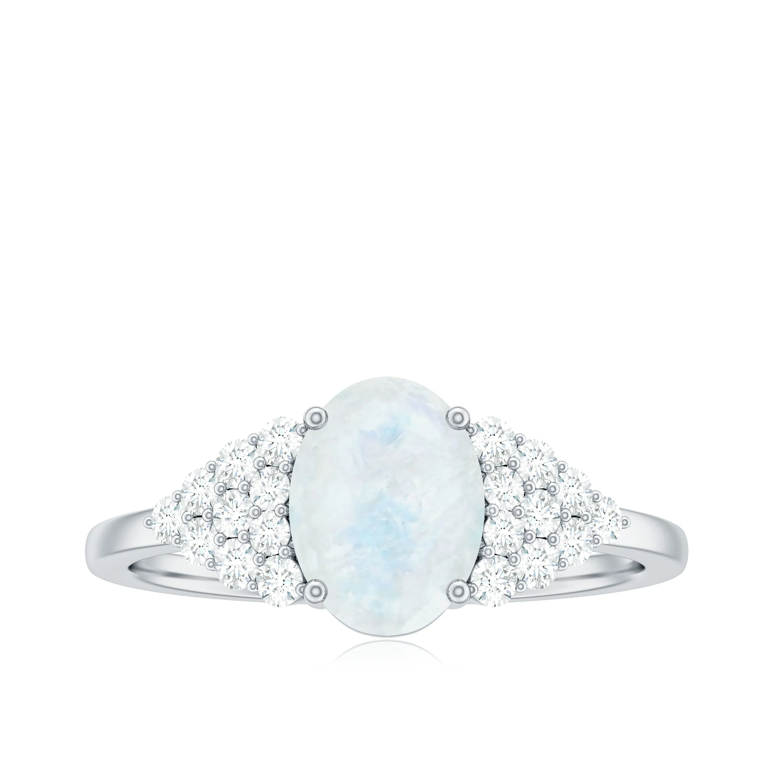 1 CT Oval Cut Moonstone Solitaire Ring with Diamond Accent