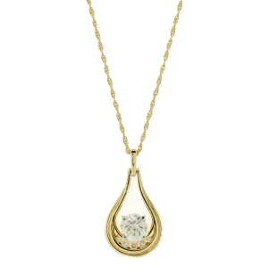 1.03ctw European Cut Diamond and Diamond Accented Pendant on 18" Necklace in 14K Yellow Gold