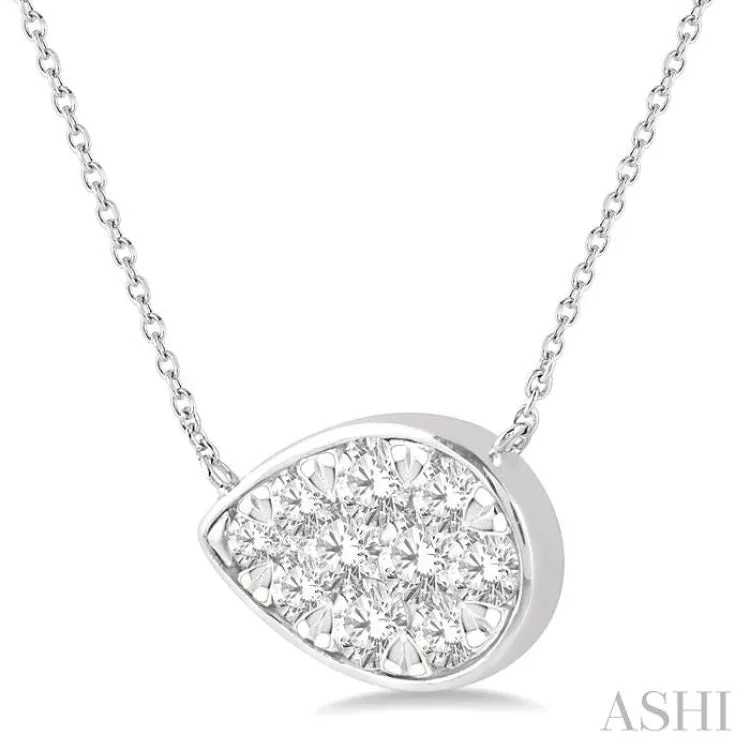 1/2 Ctw Pear Shape Lovebright Diamond Necklace in 14K White Gold