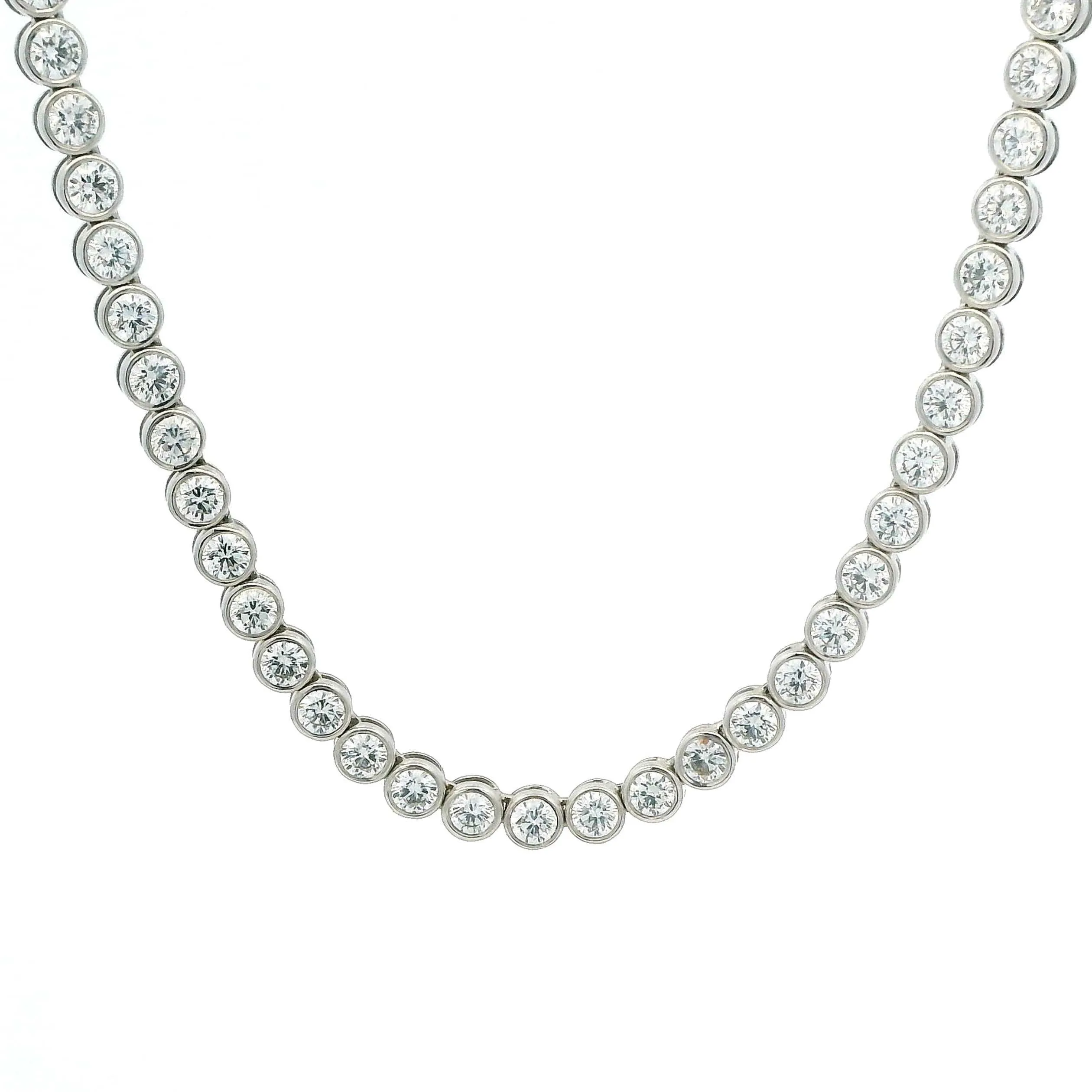 14K & 18K Gold Bezel Set Round Brilliant Diamond Necklace, Lab Grown