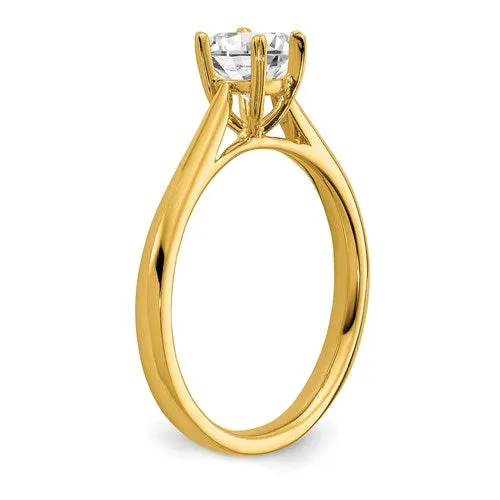 14k Gold 1/2 CT Round VS/SI, D E F Certified Lab Grown Diamond Solitaire Engagement Ring