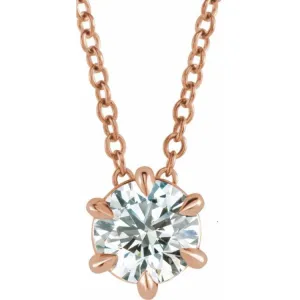 14K Rose 1/4 CT Lab-Grown Diamond Solitaire 16-18" Necklace