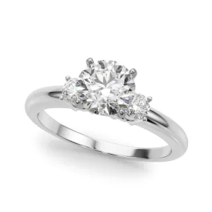 14K Solitaire Diamonds on the Side Engagement Ring