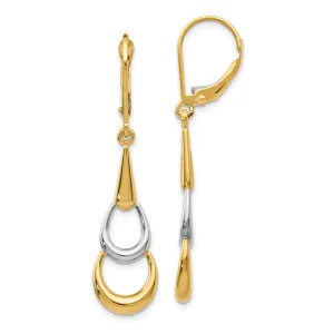 14k Two tone Dangle Leverback Earrings