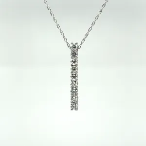 14k White Gold Diamond Line Pendant