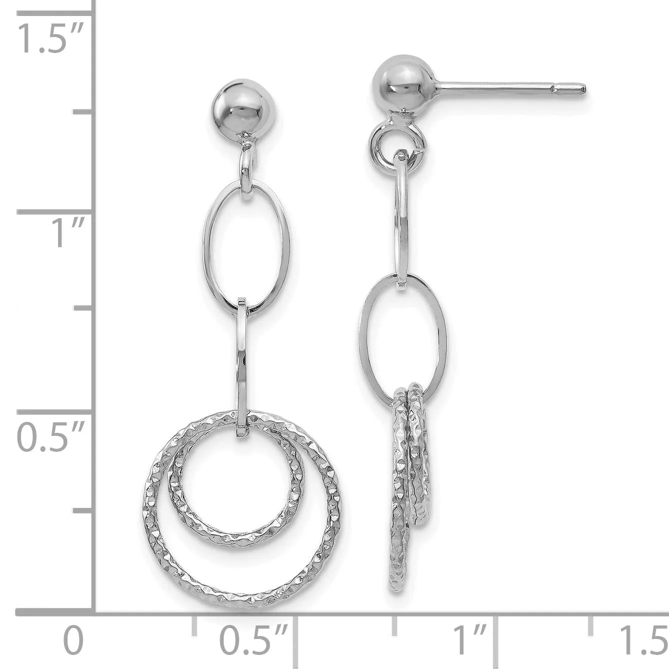 14k White Gold Post Dangle Earrings