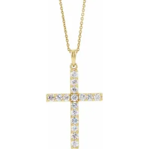 14K Yellow 1 CTW Natural Diamond Cross 18" Necklace