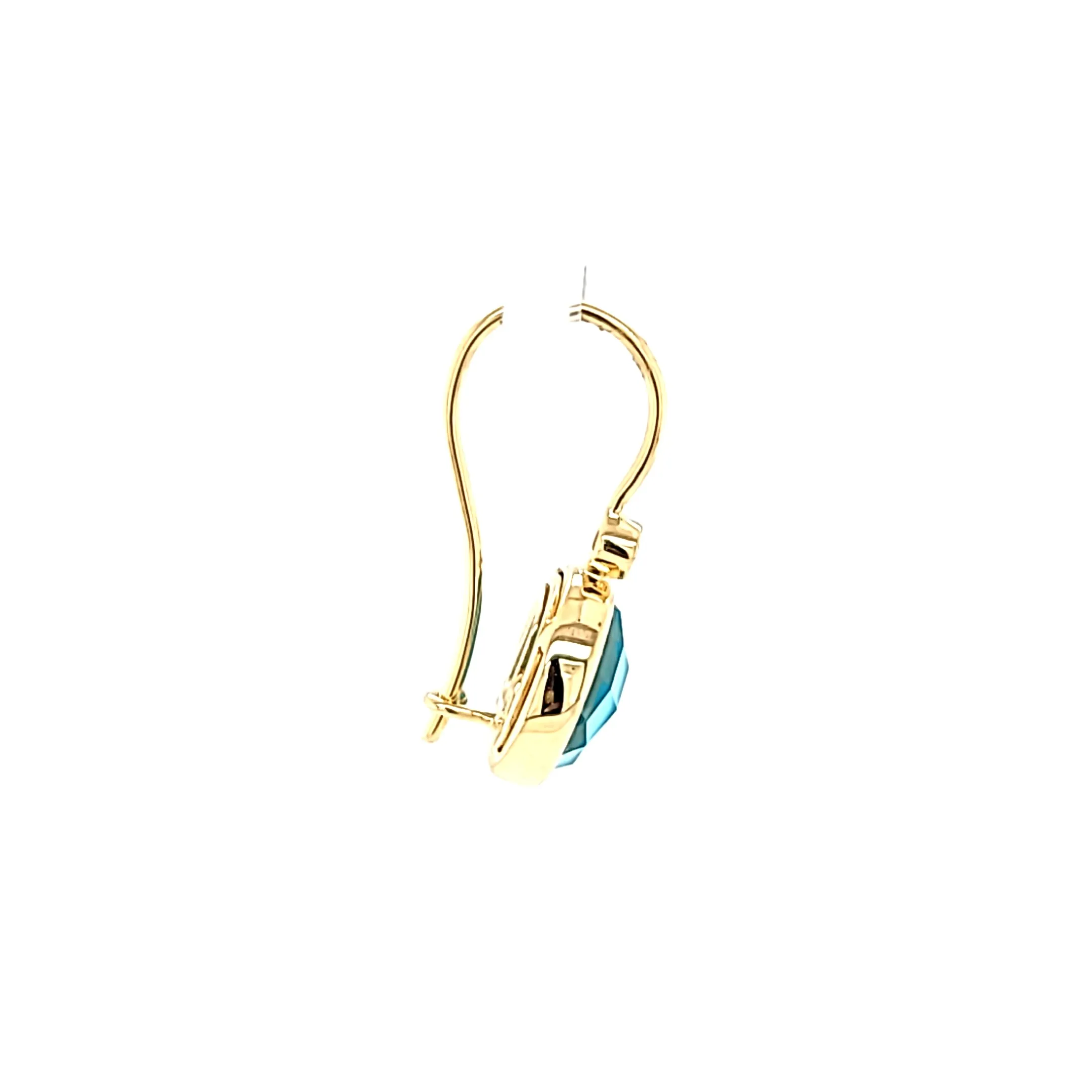 14k Yellow Gold Turquoise Drop Earrings (I7687)