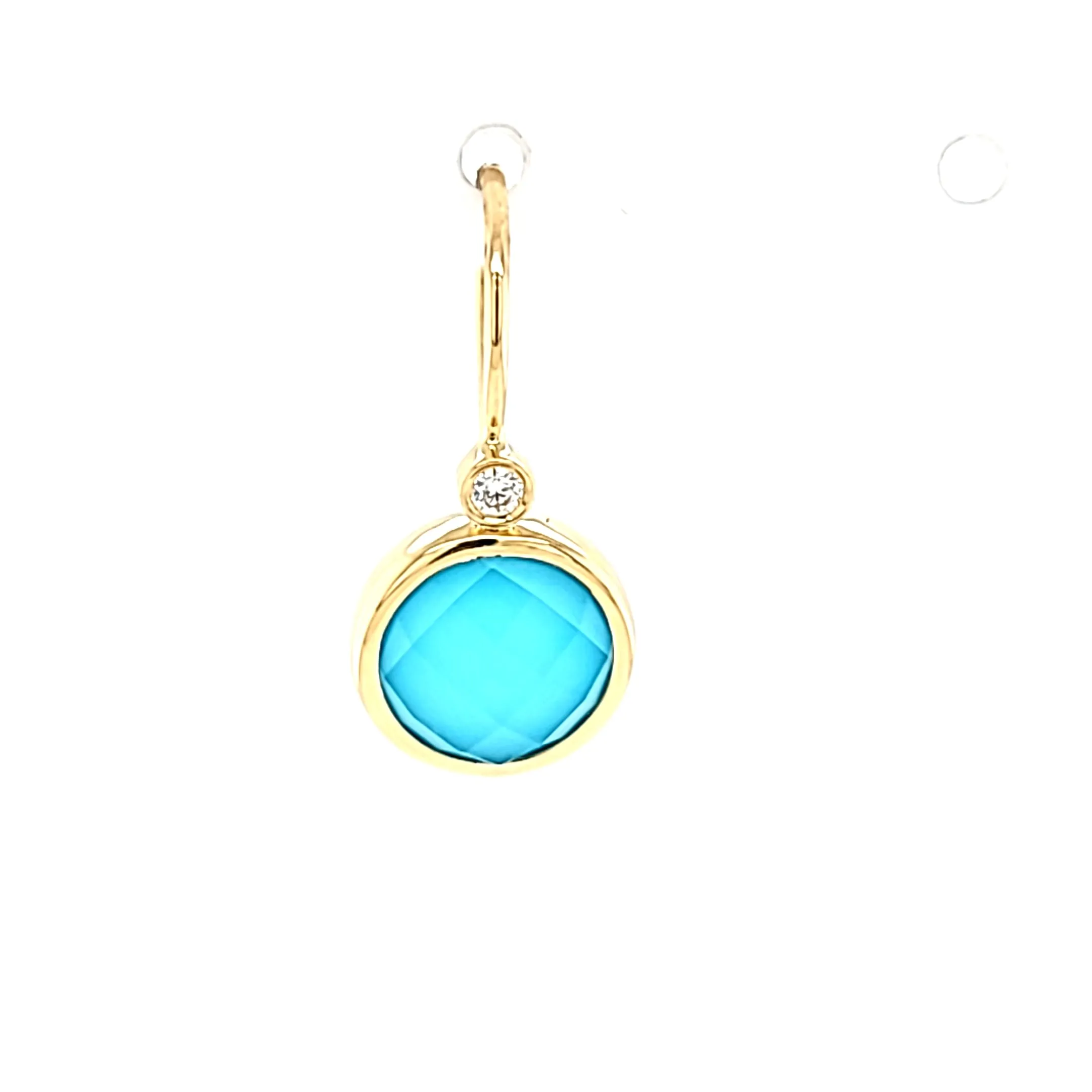 14k Yellow Gold Turquoise Drop Earrings (I7687)