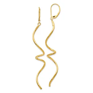 14k Yellow Gold Twisted Dangle Leverback Earrings