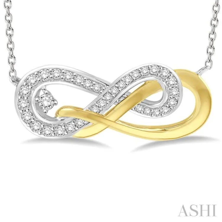 1/5 Ctw Round Cut Diamond Infinity Necklace in 14K White and Yellow Gold