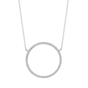 18ct White 0.43ct Diamond Circle Pendant - 18" Chain included