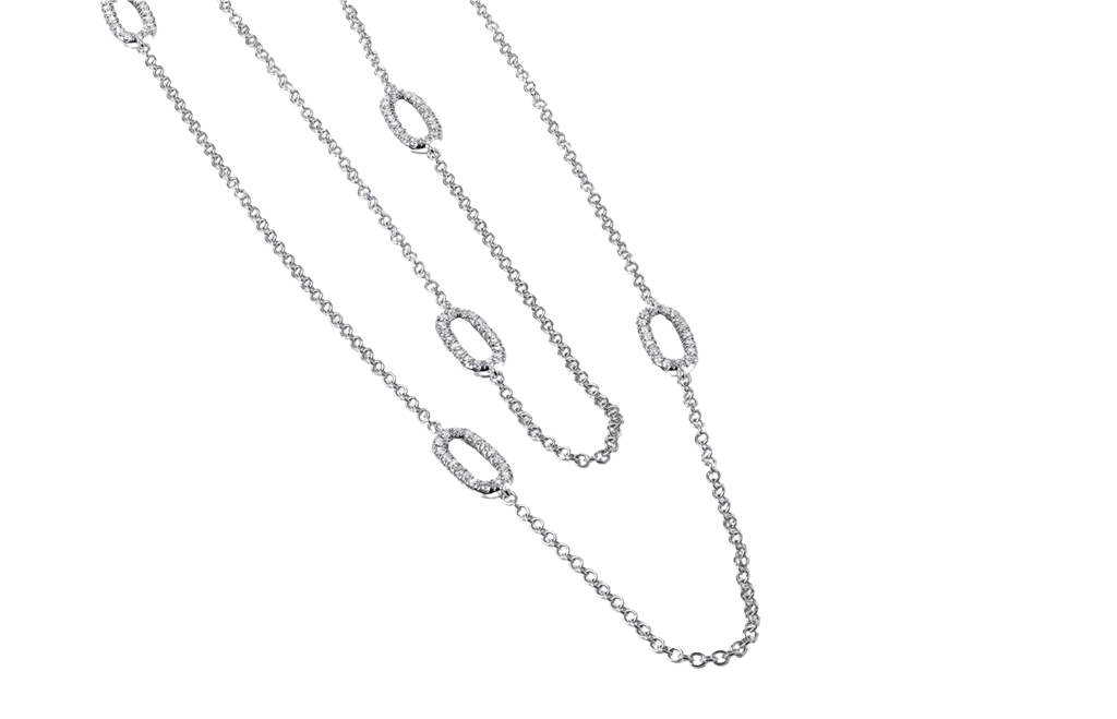 18k White Gold Diamond Necklace - 1.58cttw