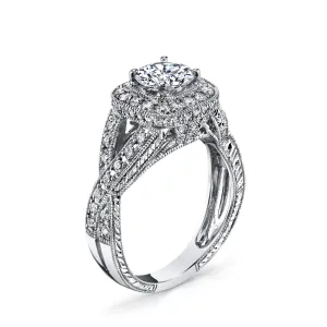 18K White Gold Halo Diamond Engagement Ring