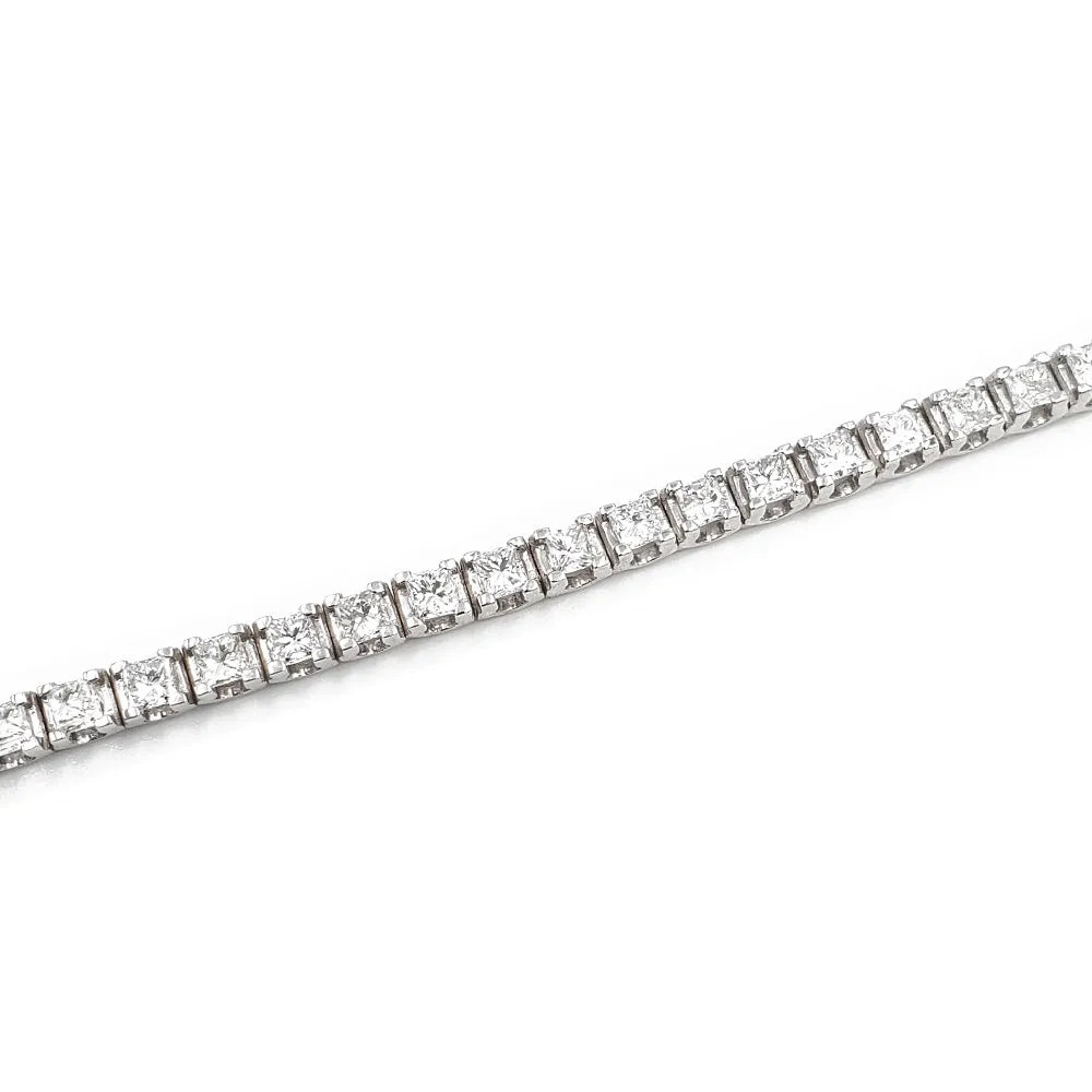 18K White Gold Princess Cut Diamond Tennis Bracelet BF1994