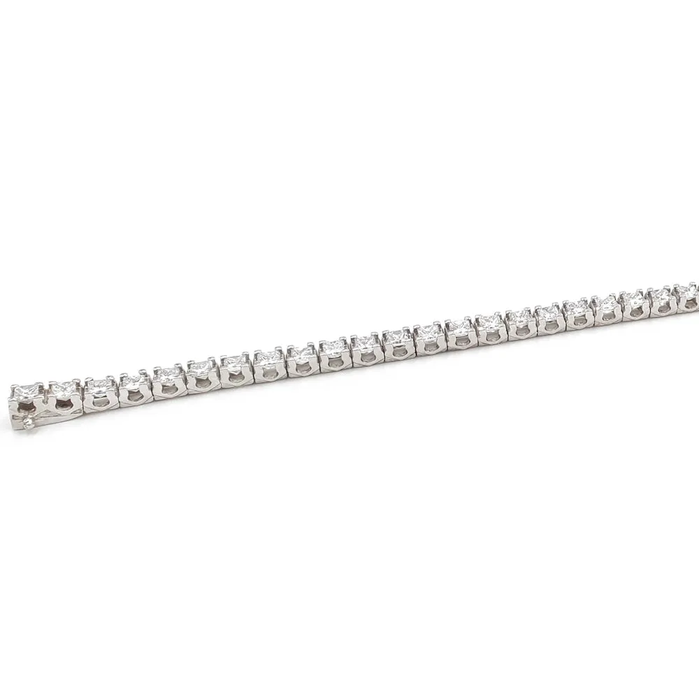 18K White Gold Princess Cut Diamond Tennis Bracelet BF1994