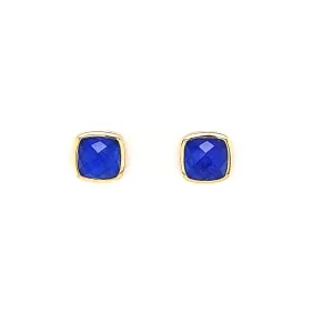 18k Yellow Gold Lapis Stud Earrings (I7717)