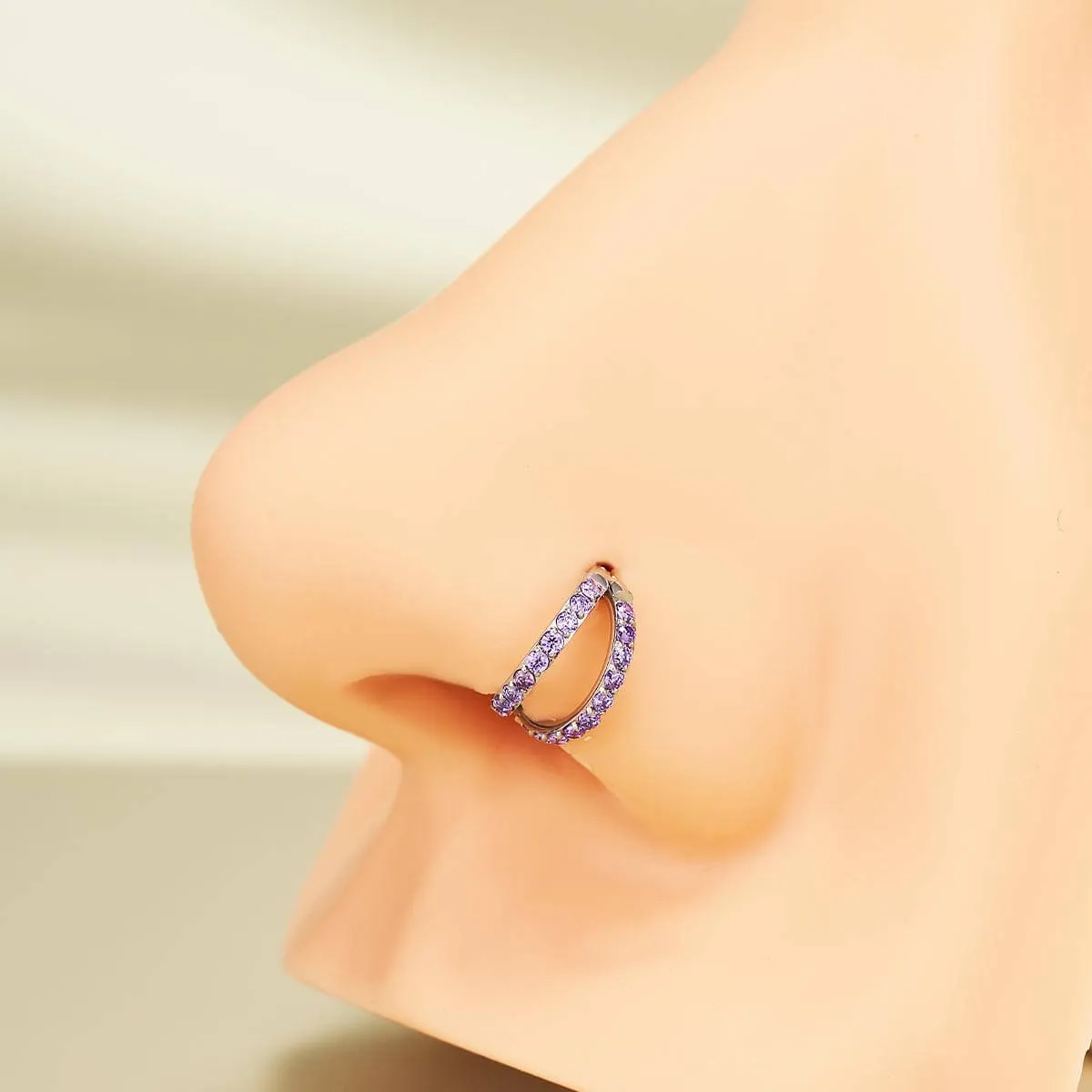 20G Double Nose Hoop Conch Earring CZ Helix Earring