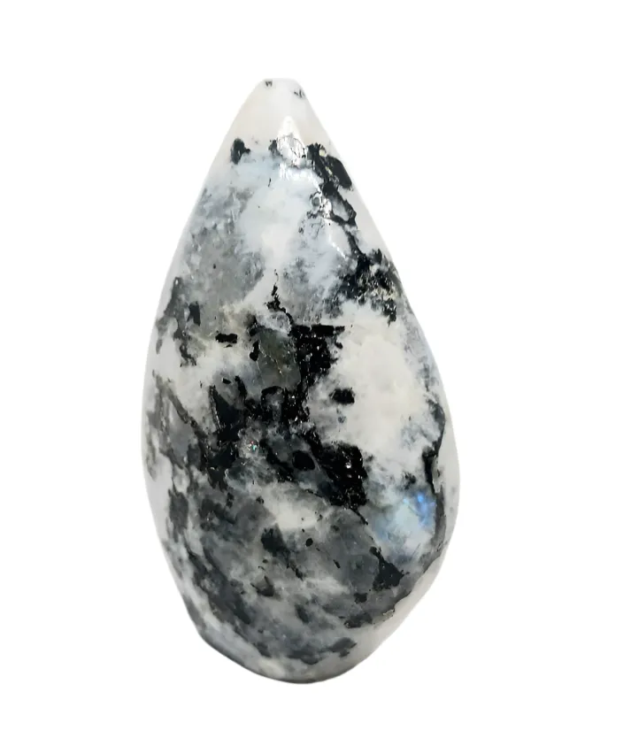 227G Rainbow Moonstone Crystal Teardrop Point