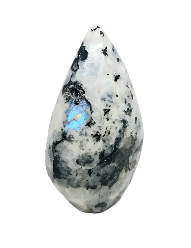 227G Rainbow Moonstone Crystal Teardrop Point