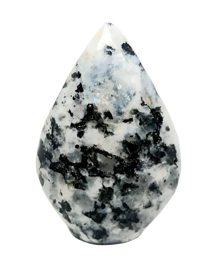 227G Rainbow Moonstone Crystal Teardrop Point