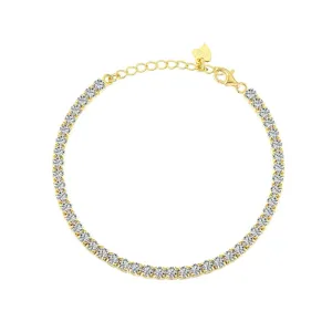 3mm Round CZ Adjustable Tennis Bracelet - Gold/Silver