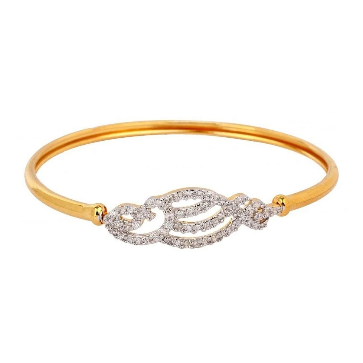 American Diamond Cz Three Line Openable Kada Bangle Bracelet For Women