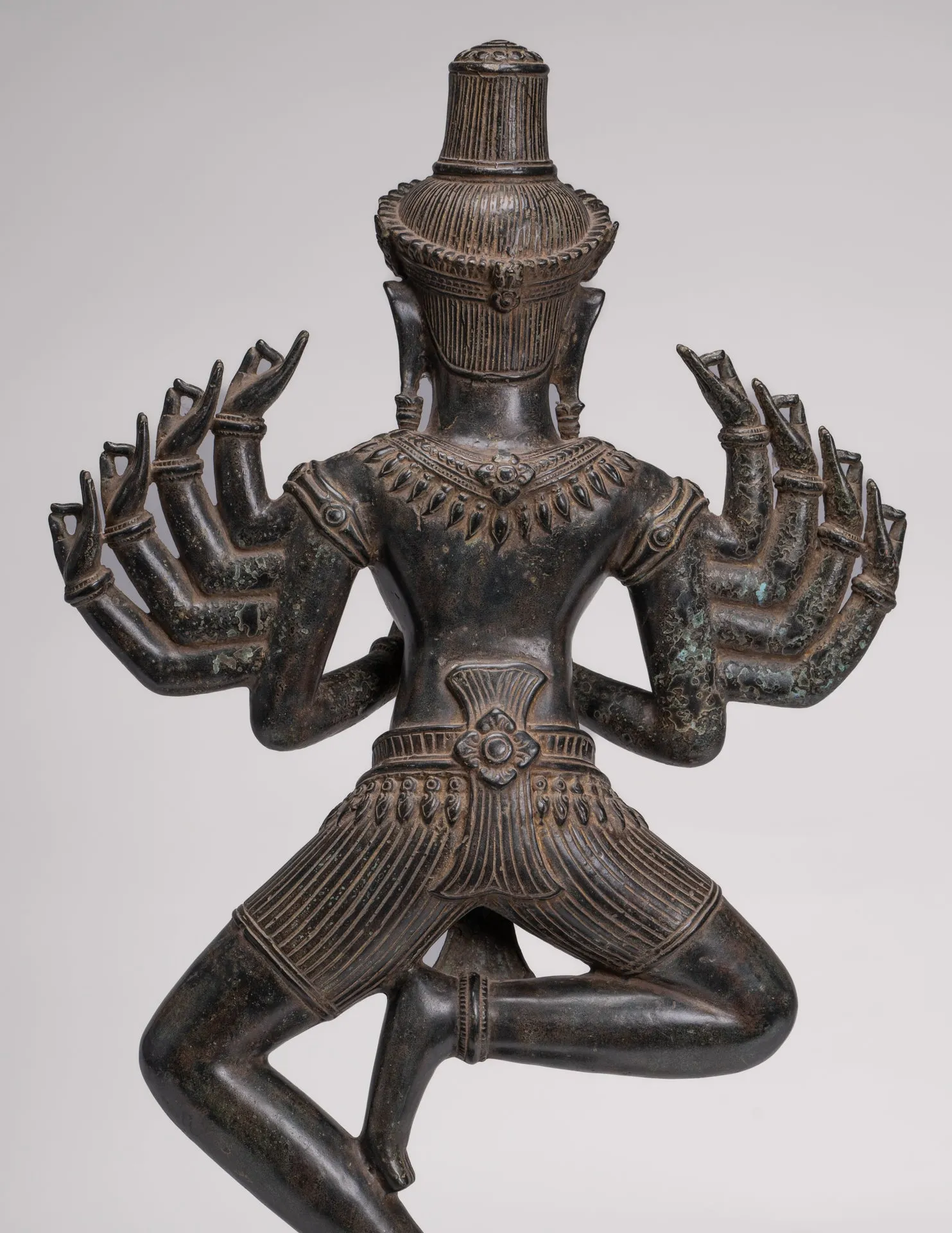 Antique Khmer Style Bronze Angkor Wat Ardhaparyanka Shiva - 10 Arms - 70cm/28"