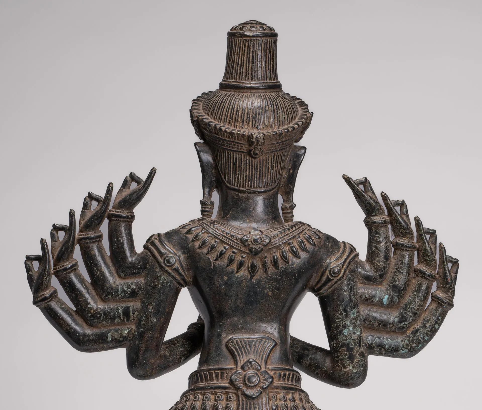 Antique Khmer Style Bronze Angkor Wat Ardhaparyanka Shiva - 10 Arms - 70cm/28"