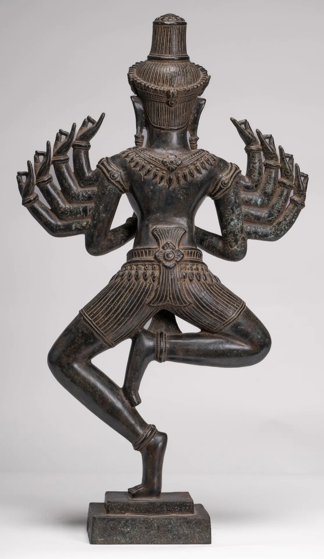 Antique Khmer Style Bronze Angkor Wat Ardhaparyanka Shiva - 10 Arms - 70cm/28"