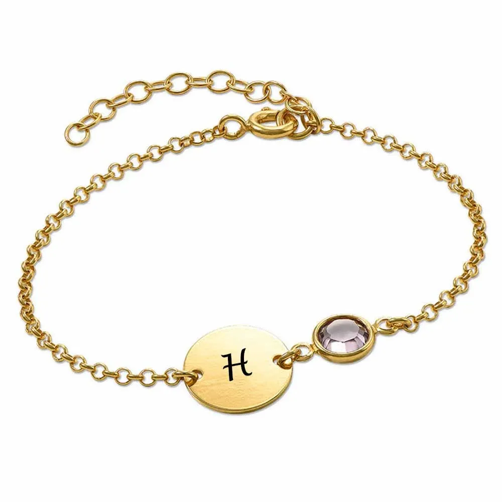 B20.Gemstone Letter Bracelet