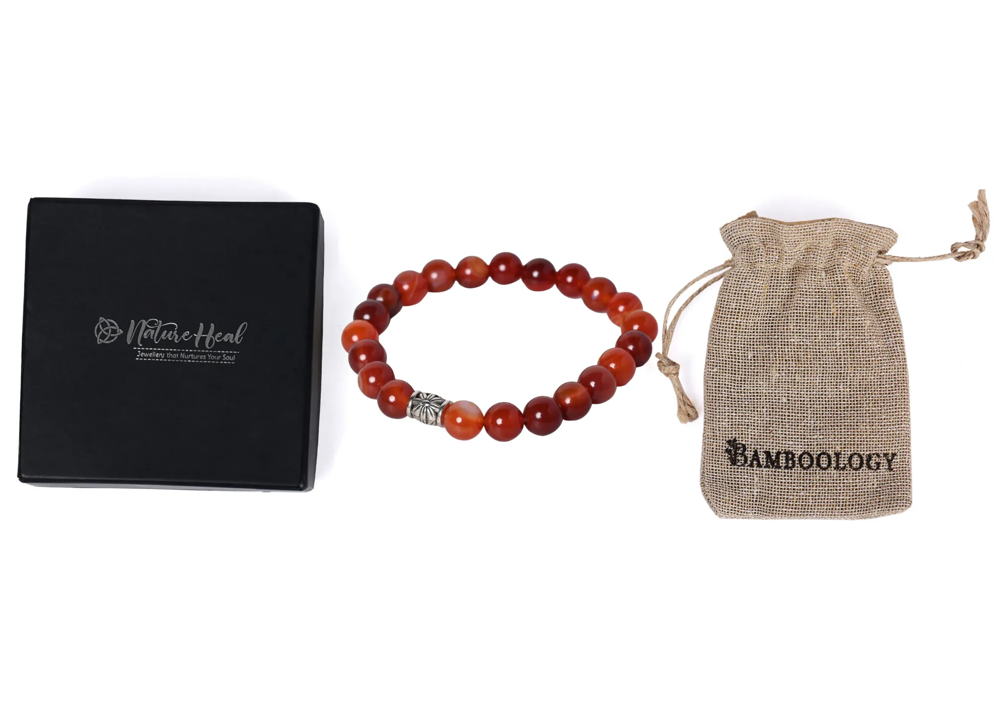 Bamboology Trends Gemstone bracelet Carnelian stone is life-force, vitality and energy, strengthen Sacral Chakra and help in balancing energy