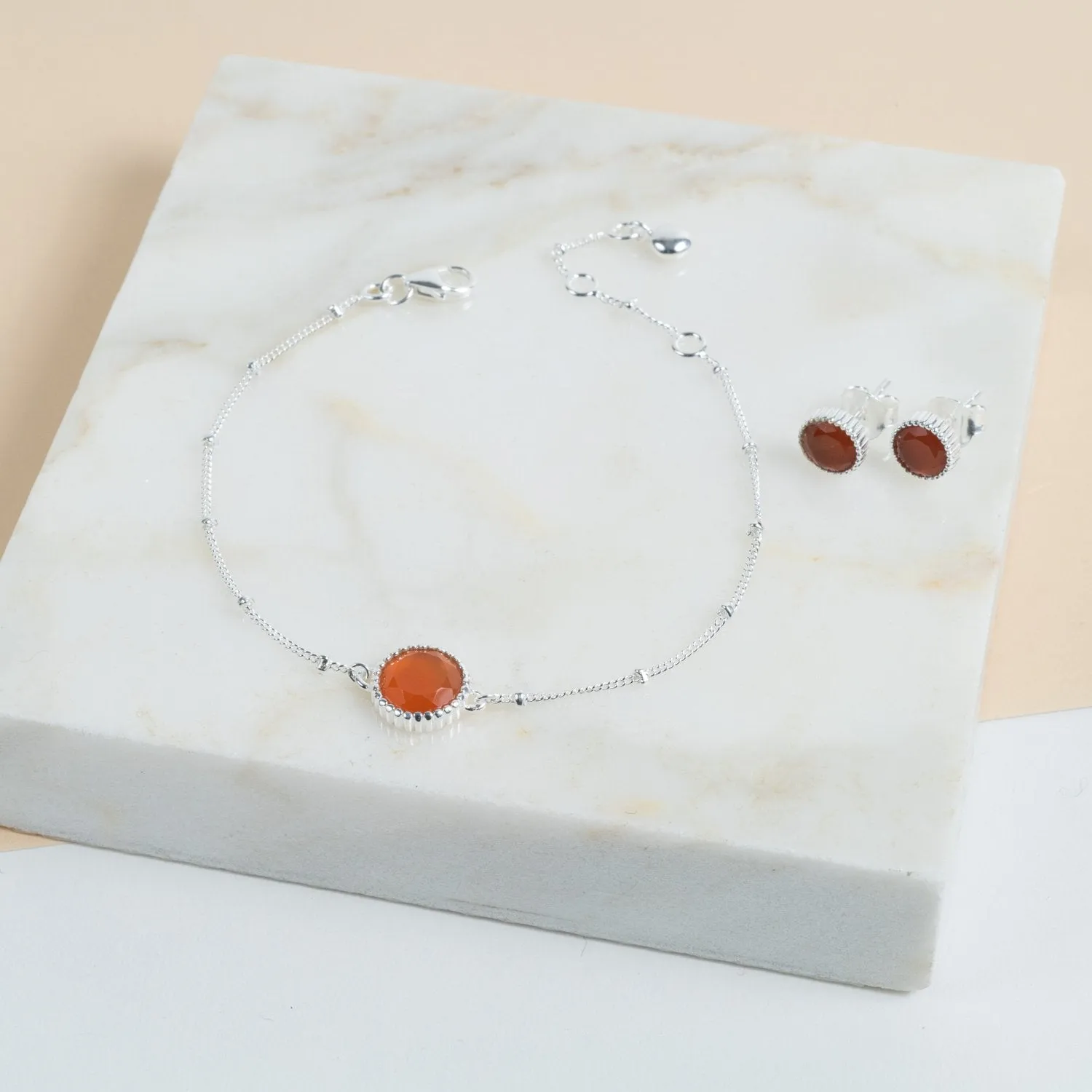 Barcelona Silver July Carnelian Birthstone Bracelet