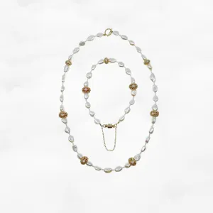 Baroque Pearl Necklace and Bracelet Set with Water Wave