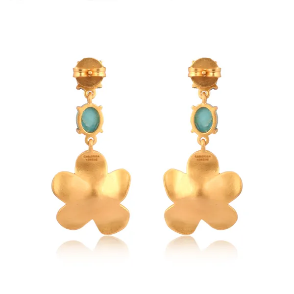 Beachside Bloom Drop Earrings - Turquoise