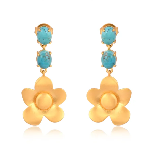 Beachside Bloom Drop Earrings - Turquoise