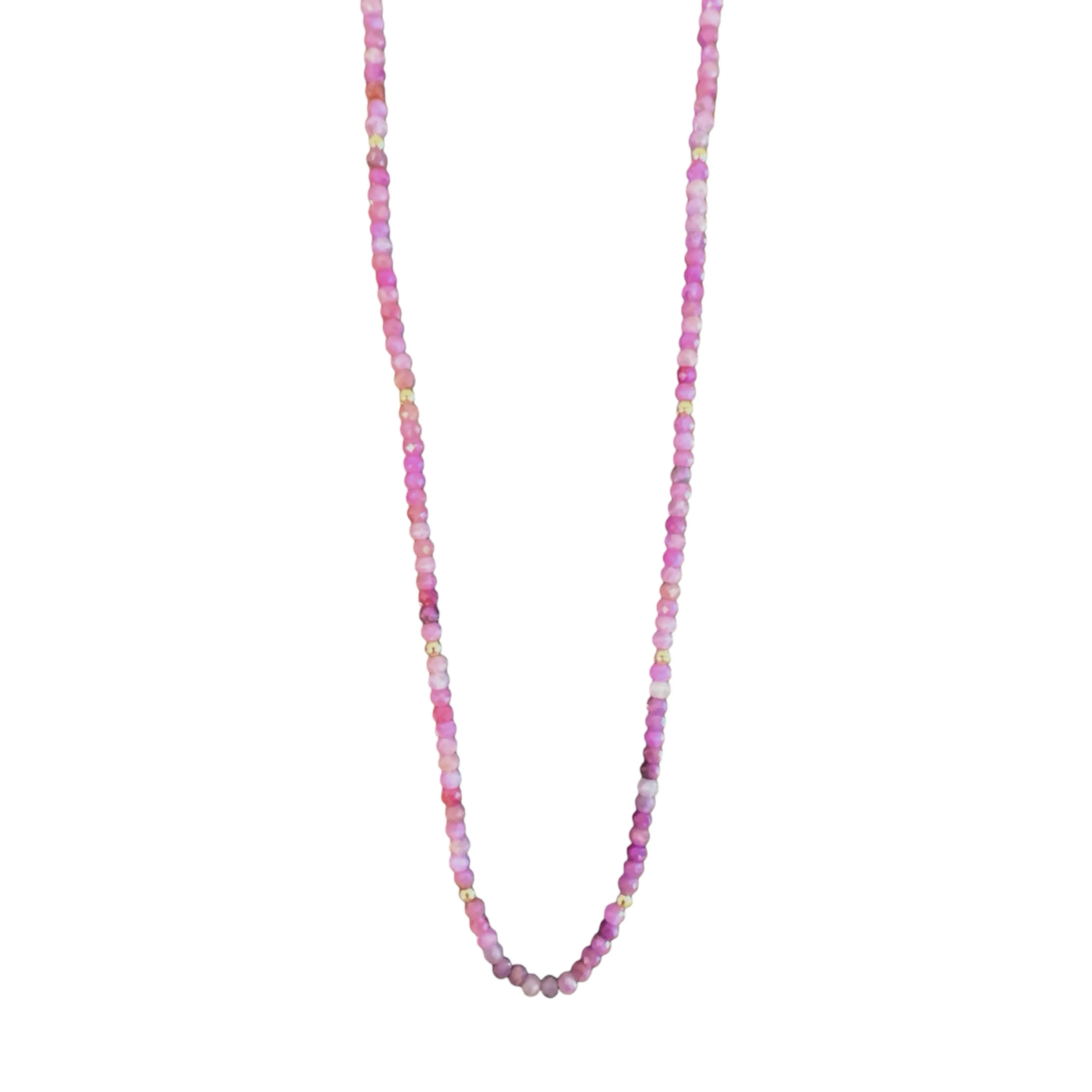 Beaded Ruby & Gold Bead Necklace