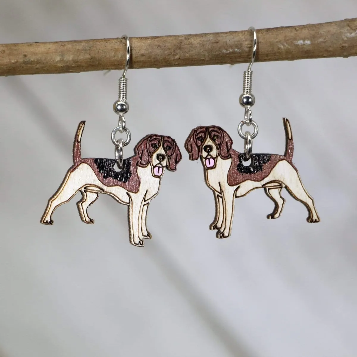 Beagle Wooden Dangle Earrings by Cate's Concepts, LLC