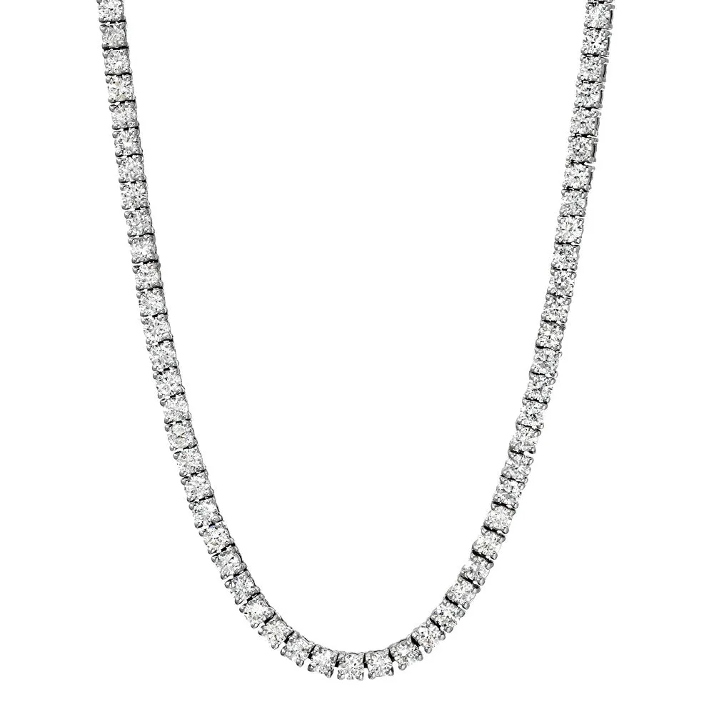 Beauvince Tennis Necklace (11.38 ct GH VVS-VS Diamonds) in 18K White Gold