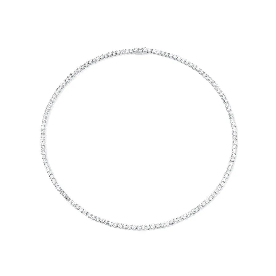 Beauvince Tennis Necklace (11.38 ct GH VVS-VS Diamonds) in 18K White Gold