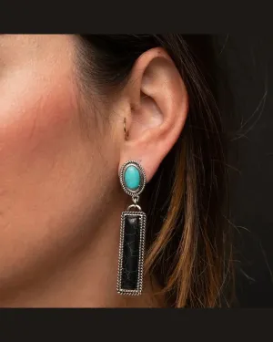 Black Bar Turquoise Earrings