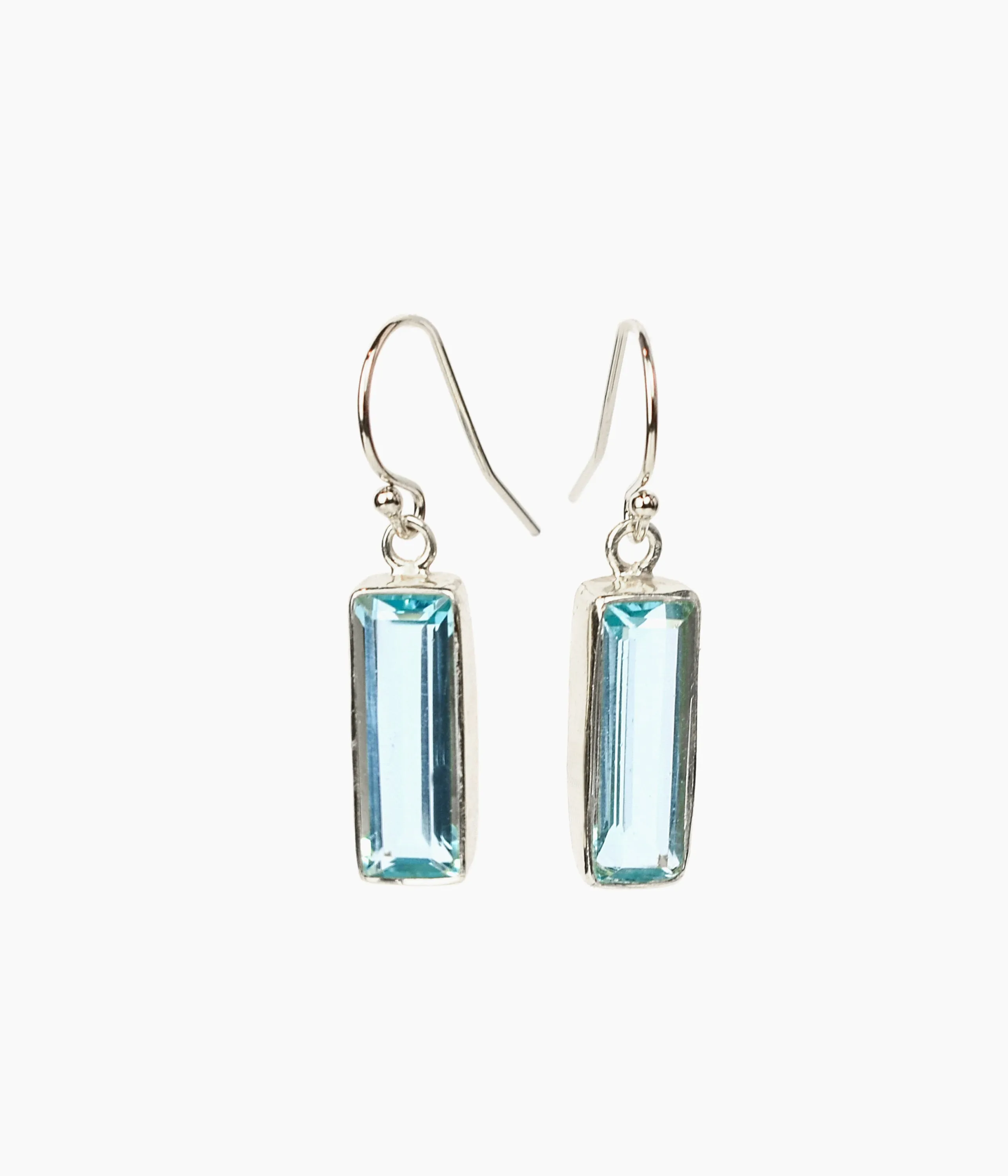 Blue Quartz Bar Drop Earrings, Adira Series, December Birthstone