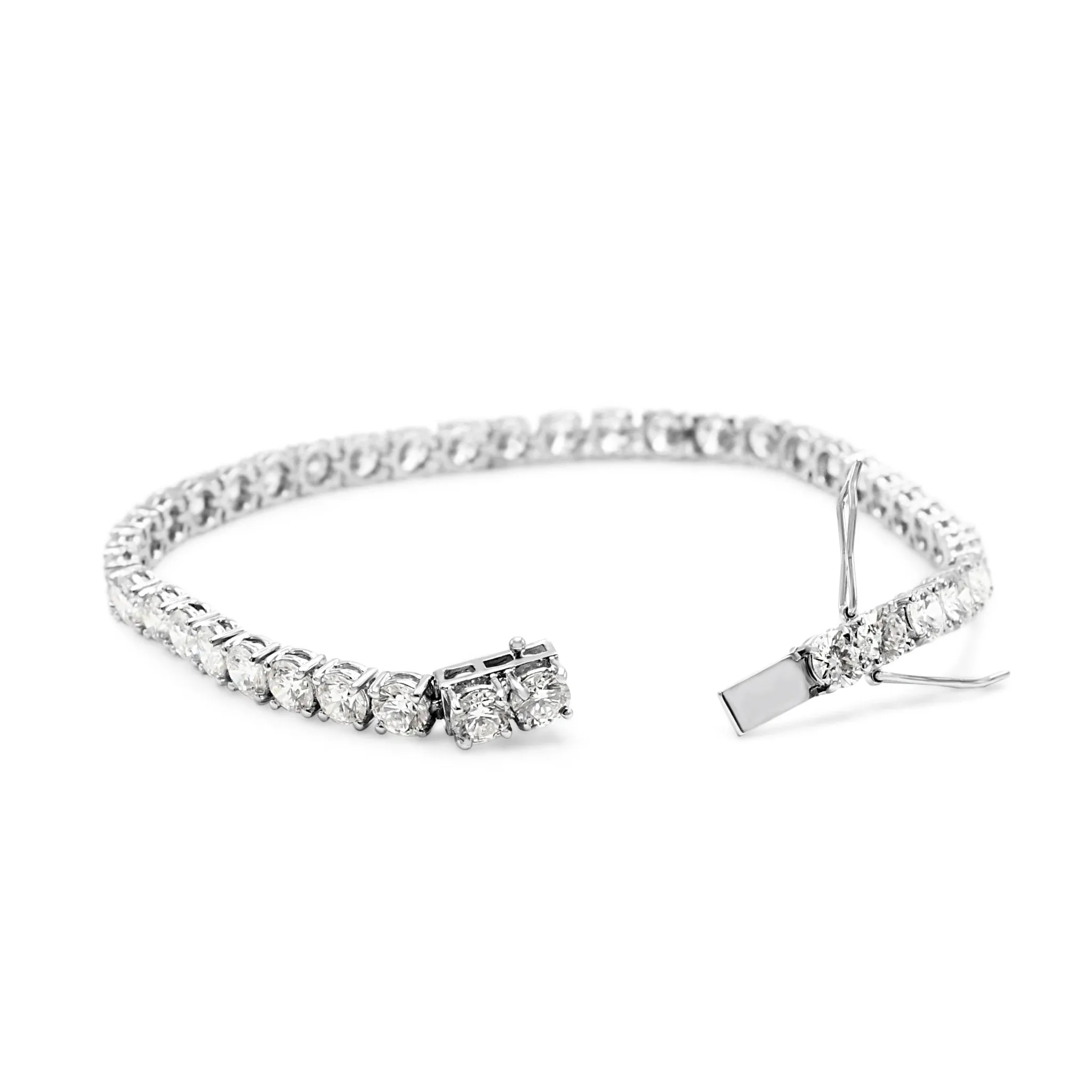 Brilliant Cut Diamond Line Bracelet - 18ct White Gold