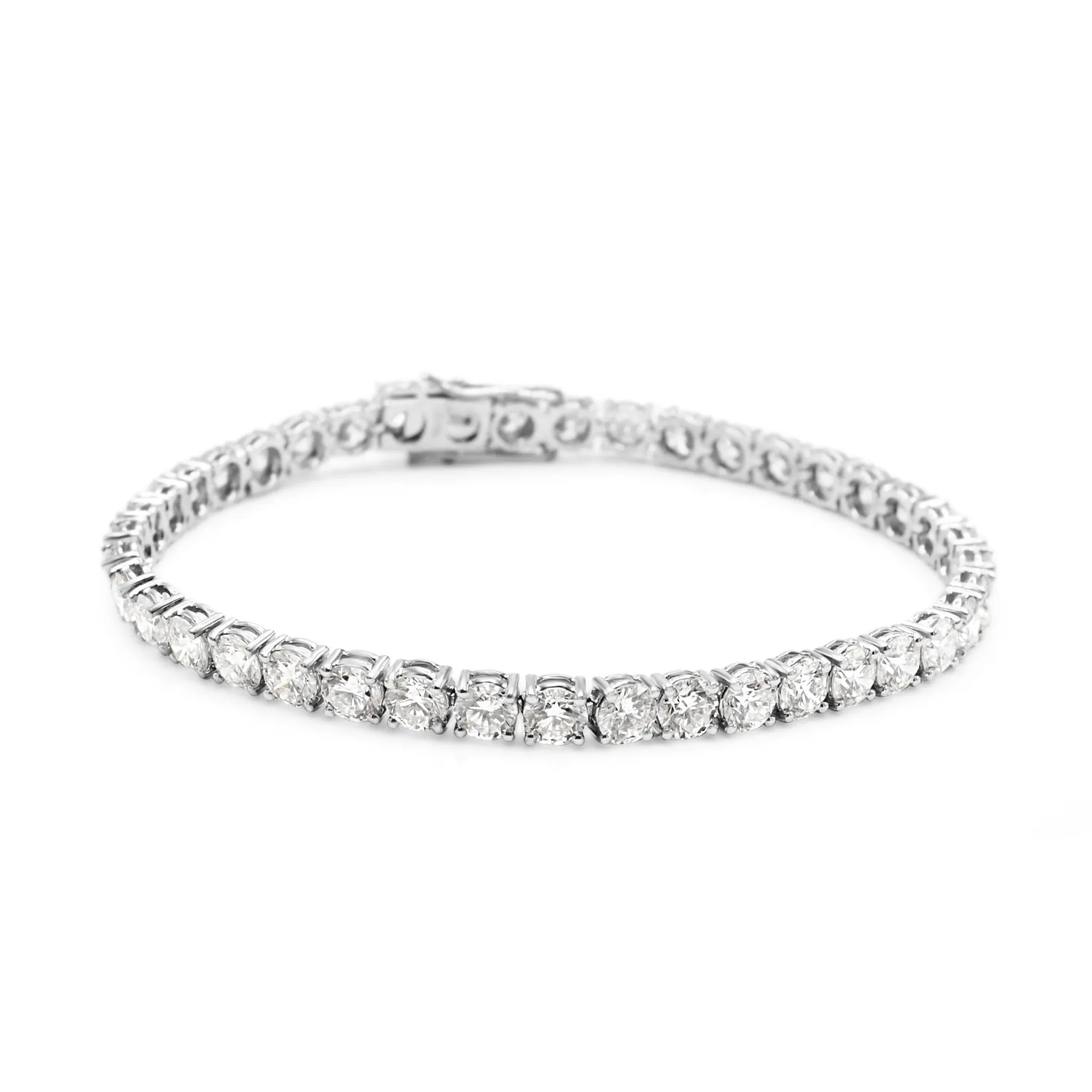 Brilliant Cut Diamond Line Bracelet - 18ct White Gold