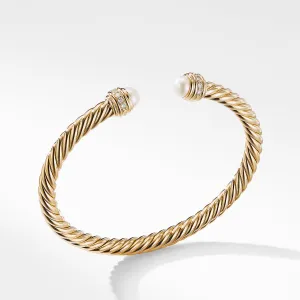 Cable Bracelet in 18K Gold with Pearls and Diamonds